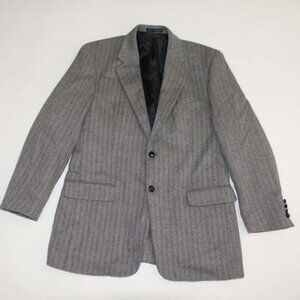 Savile Row Men's Herringbone Sport Coat Size 43 Long Gray 100% Wool Tweed Blazer